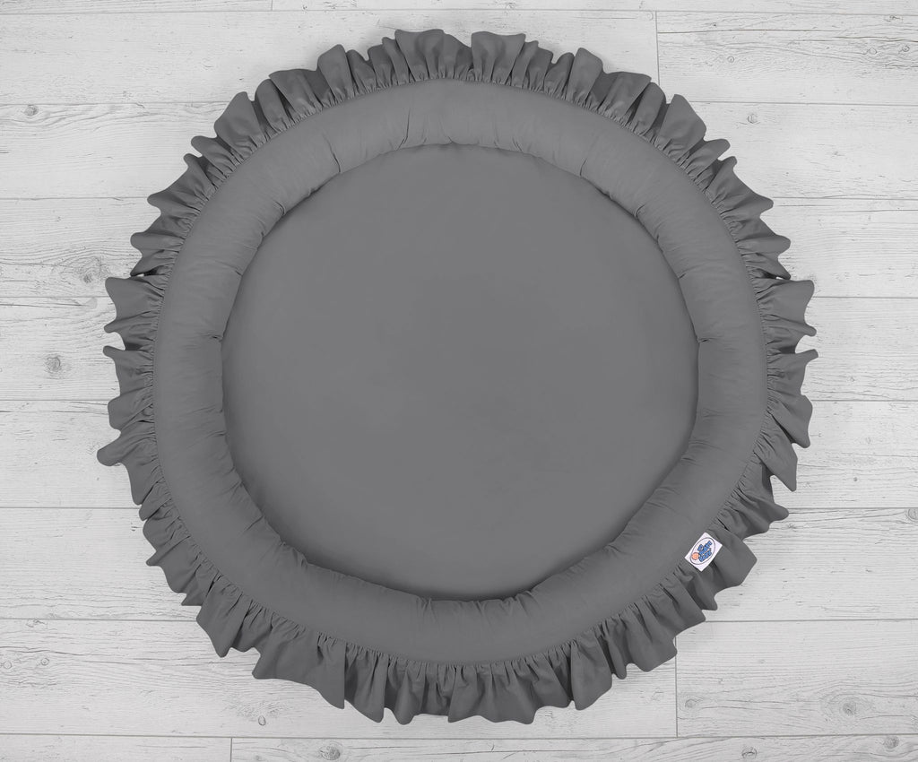Set: Hanging baldachin for children's room cotton + nest with flounce - anthracite