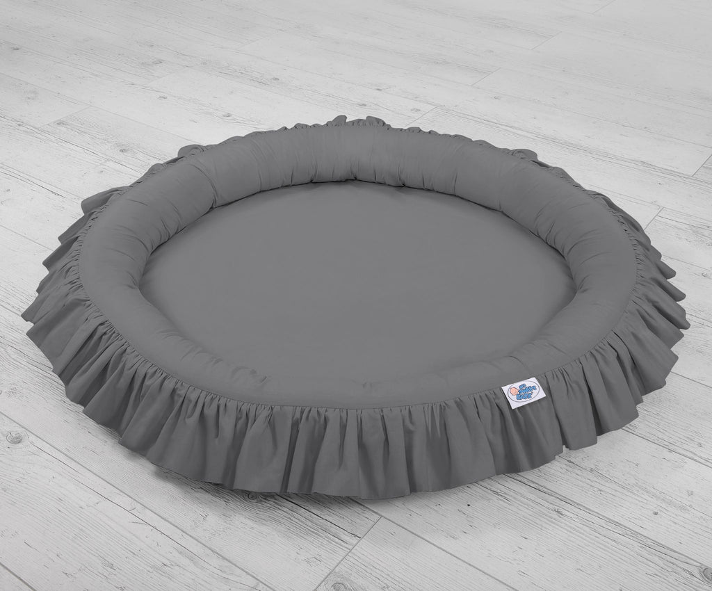 Set: Hanging baldachin for children's room cotton + nest with flounce - anthracite
