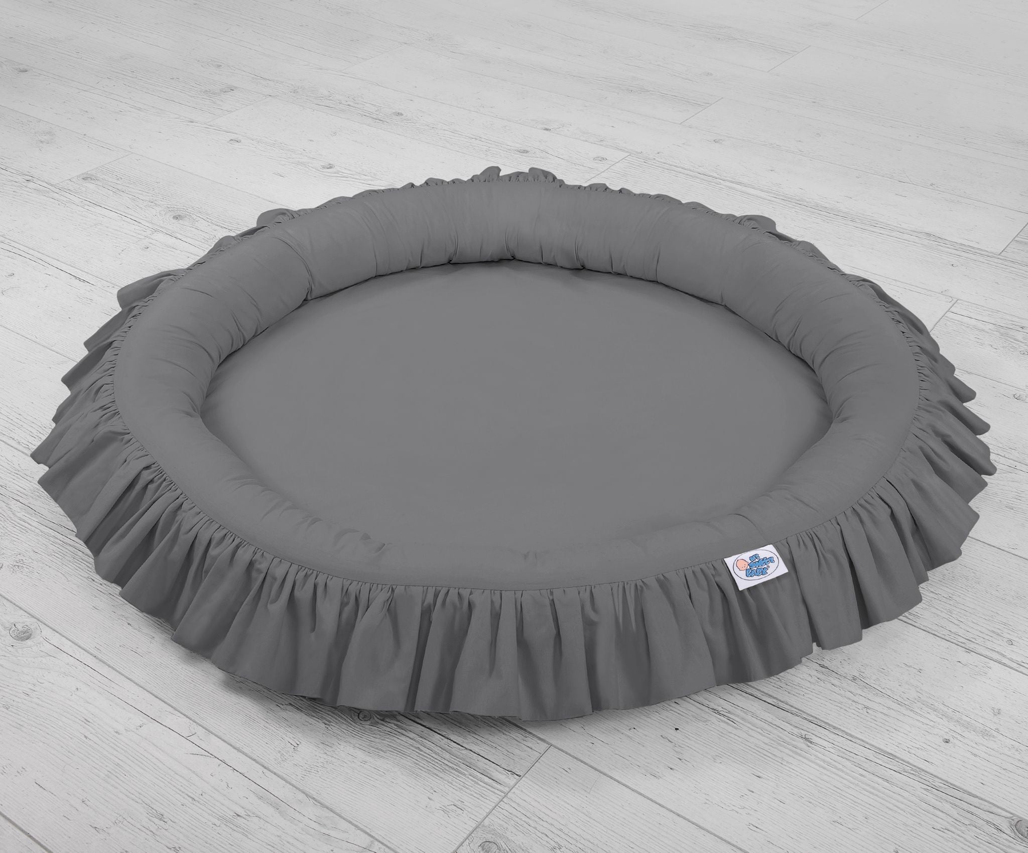 Set: Hanging baldachin for children's room cotton + nest with flounce - anthracite