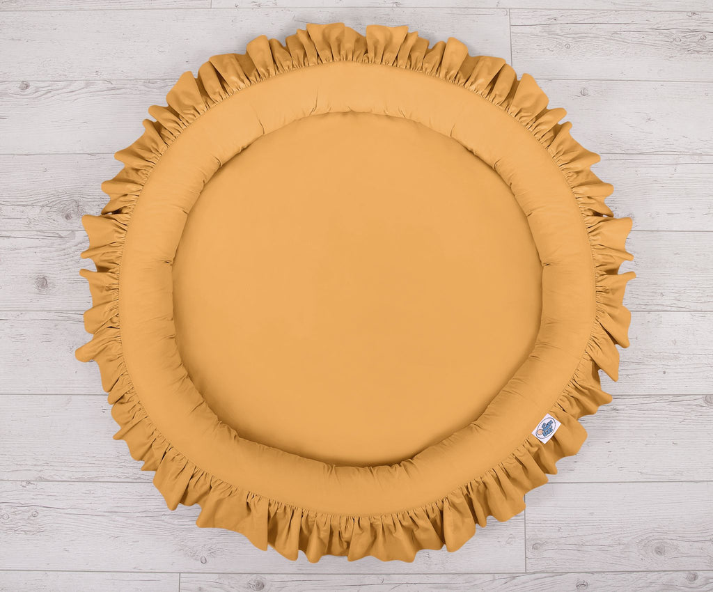 Set: Hanging baldachin for children's room cotton + nest with flounce- honey yellow