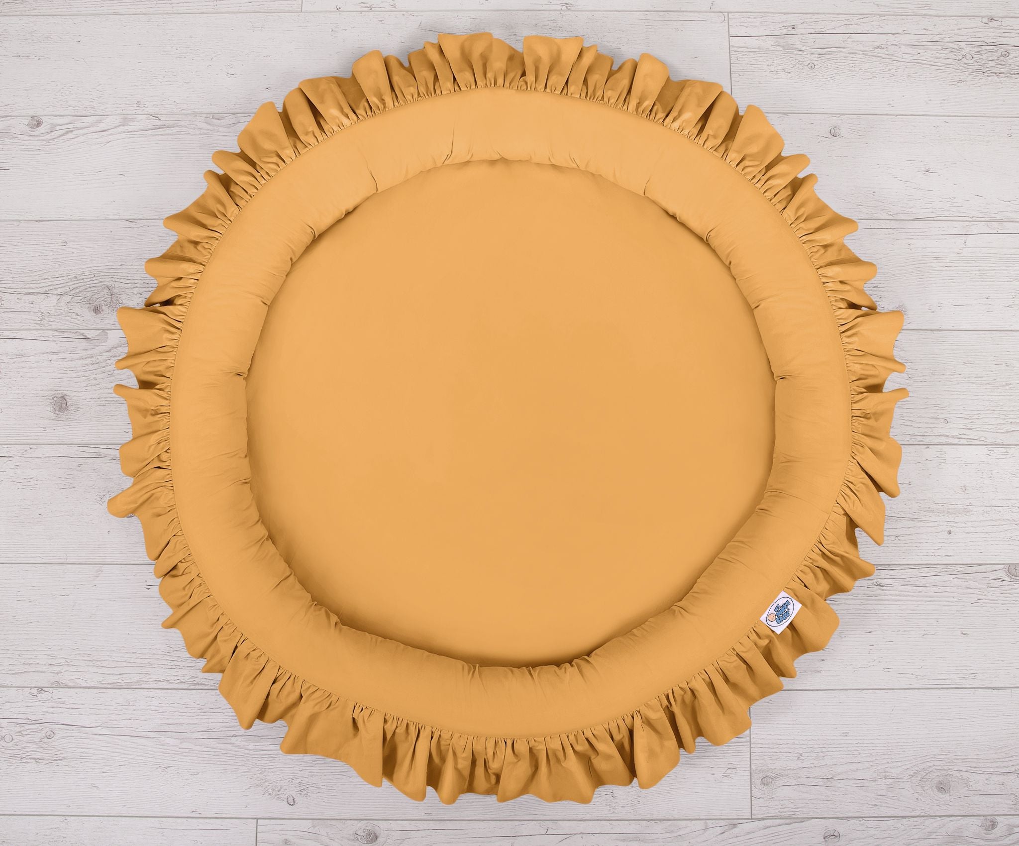 Set: Hanging baldachin for children's room cotton + nest with flounce- honey yellow