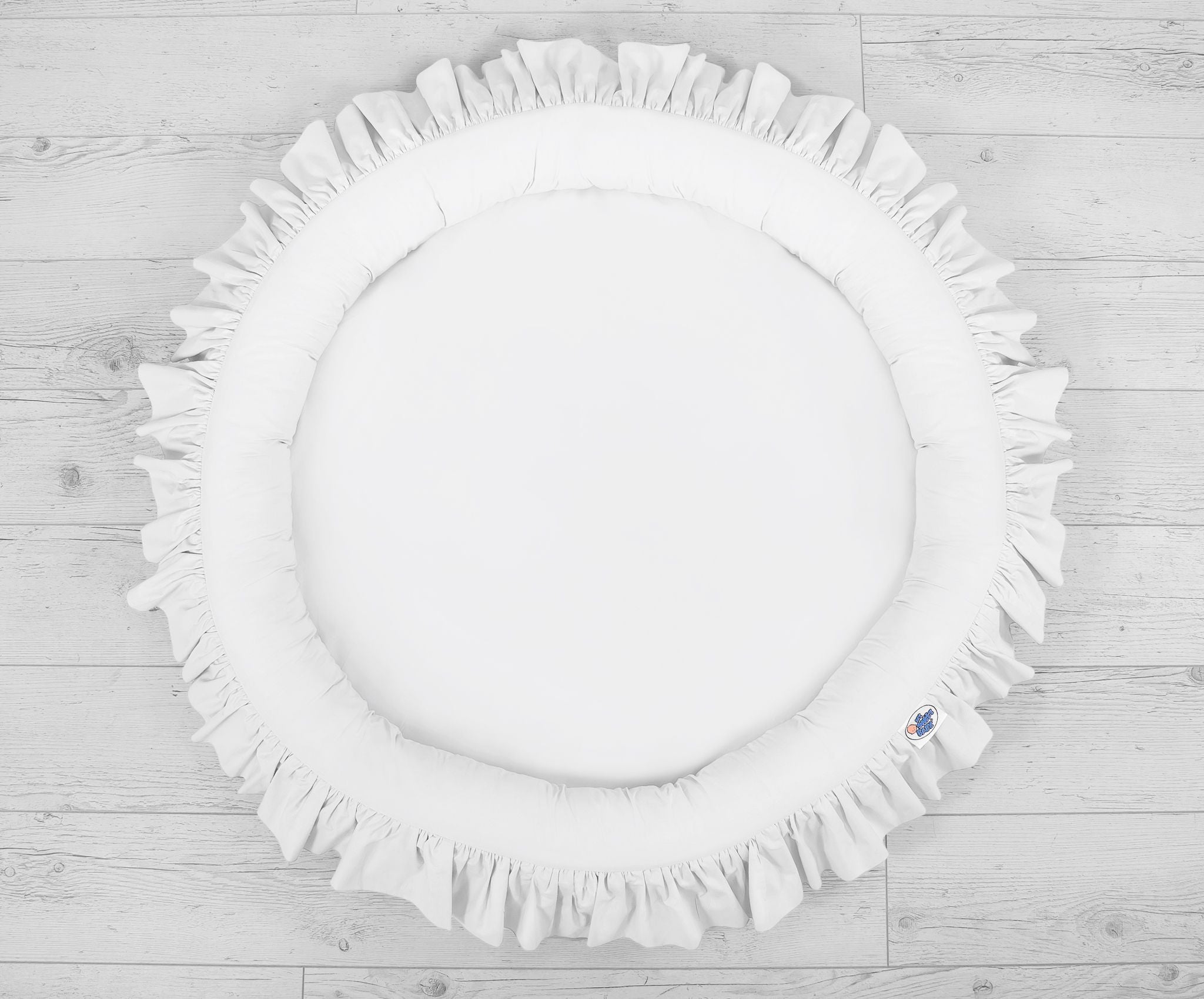 Set: Hanging baldachin for children's room cotton + nest with flounce - white
