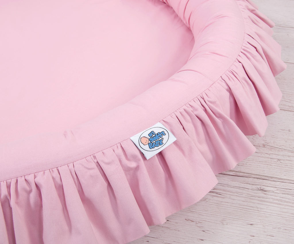 Set: Hanging baldachin for children's room cotton + nest with flounce - pink