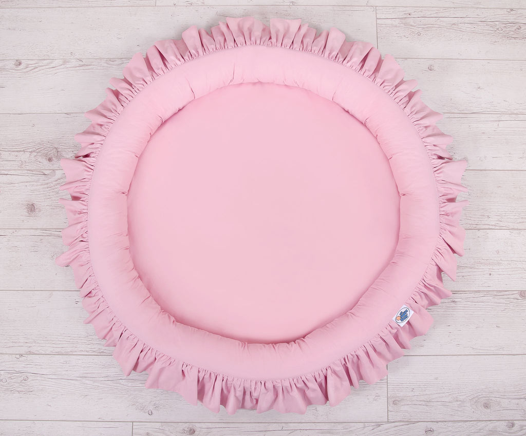 Set: Hanging baldachin for children's room cotton + nest with flounce - pink