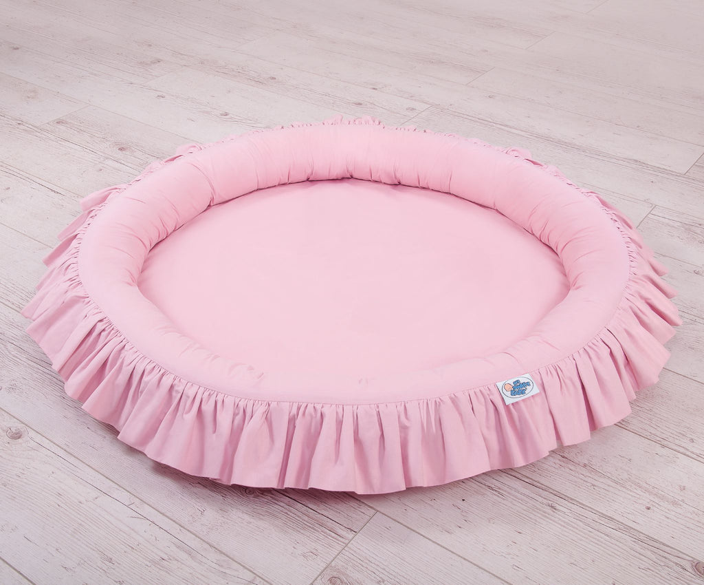 Set: Hanging baldachin for children's room cotton + nest with flounce - pink