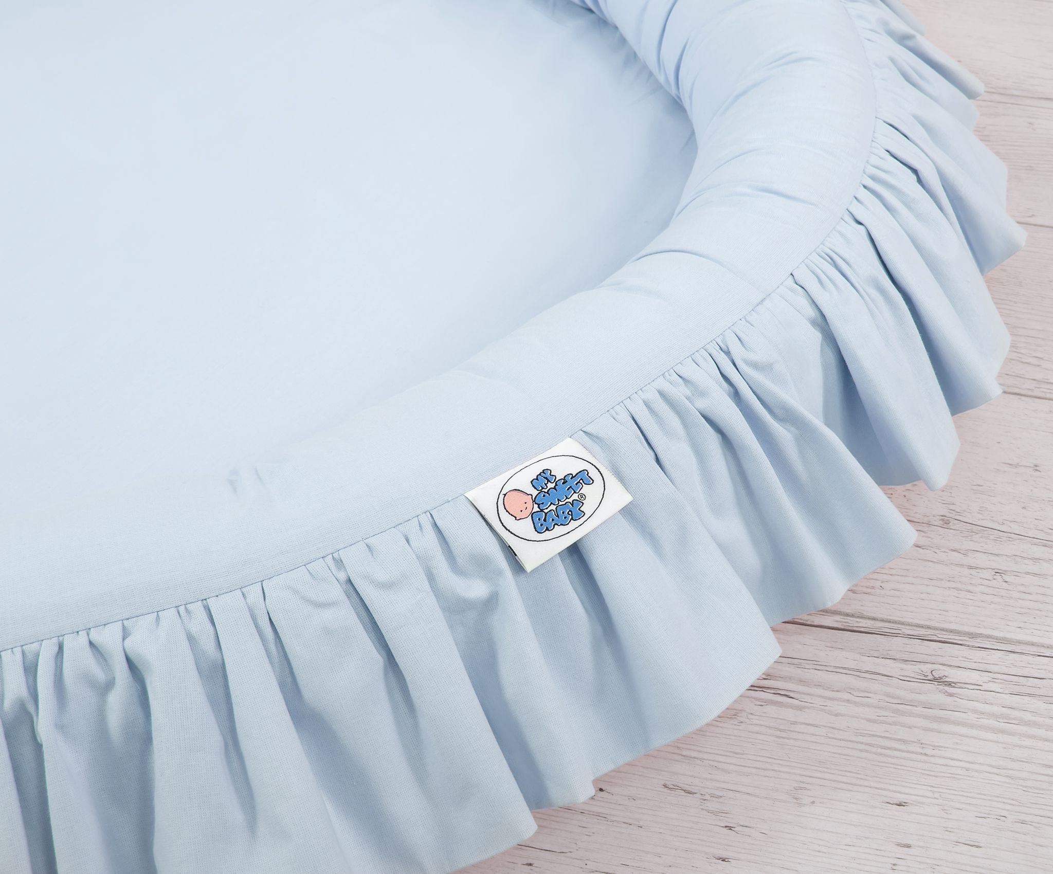 Set: Hanging baldachin for children's room cotton + nest with flounce - blue