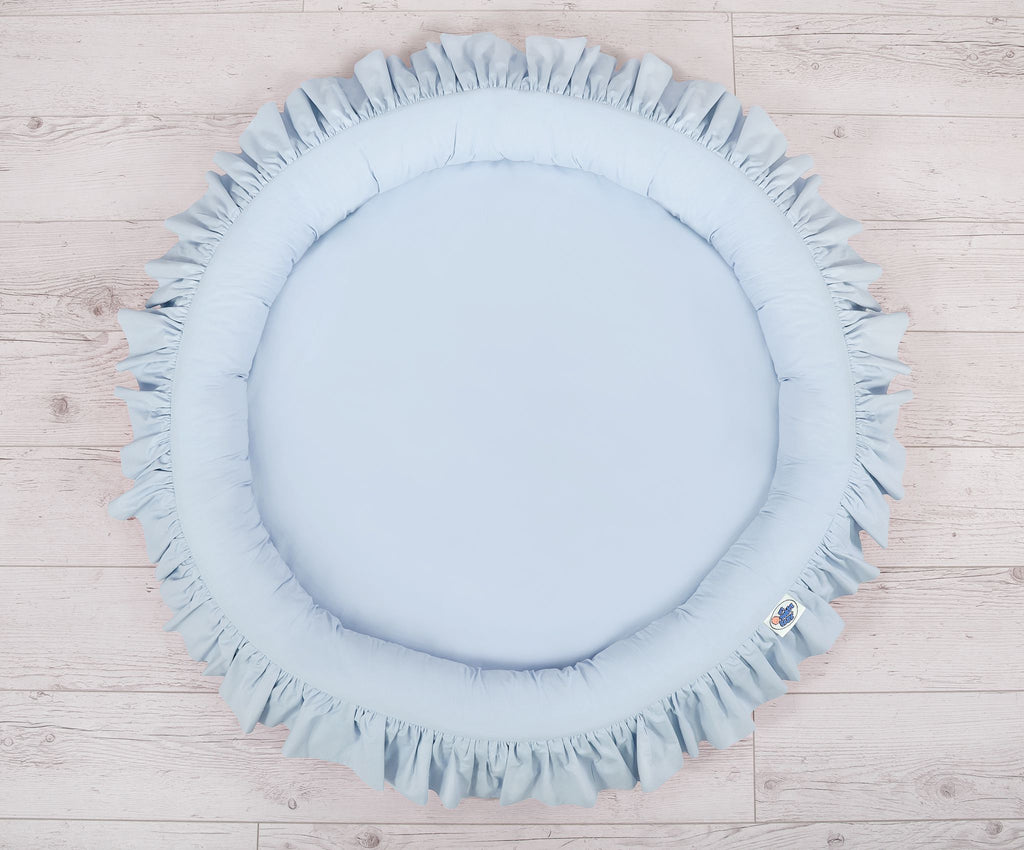 Set: Hanging baldachin for children's room cotton + nest with flounce - blue
