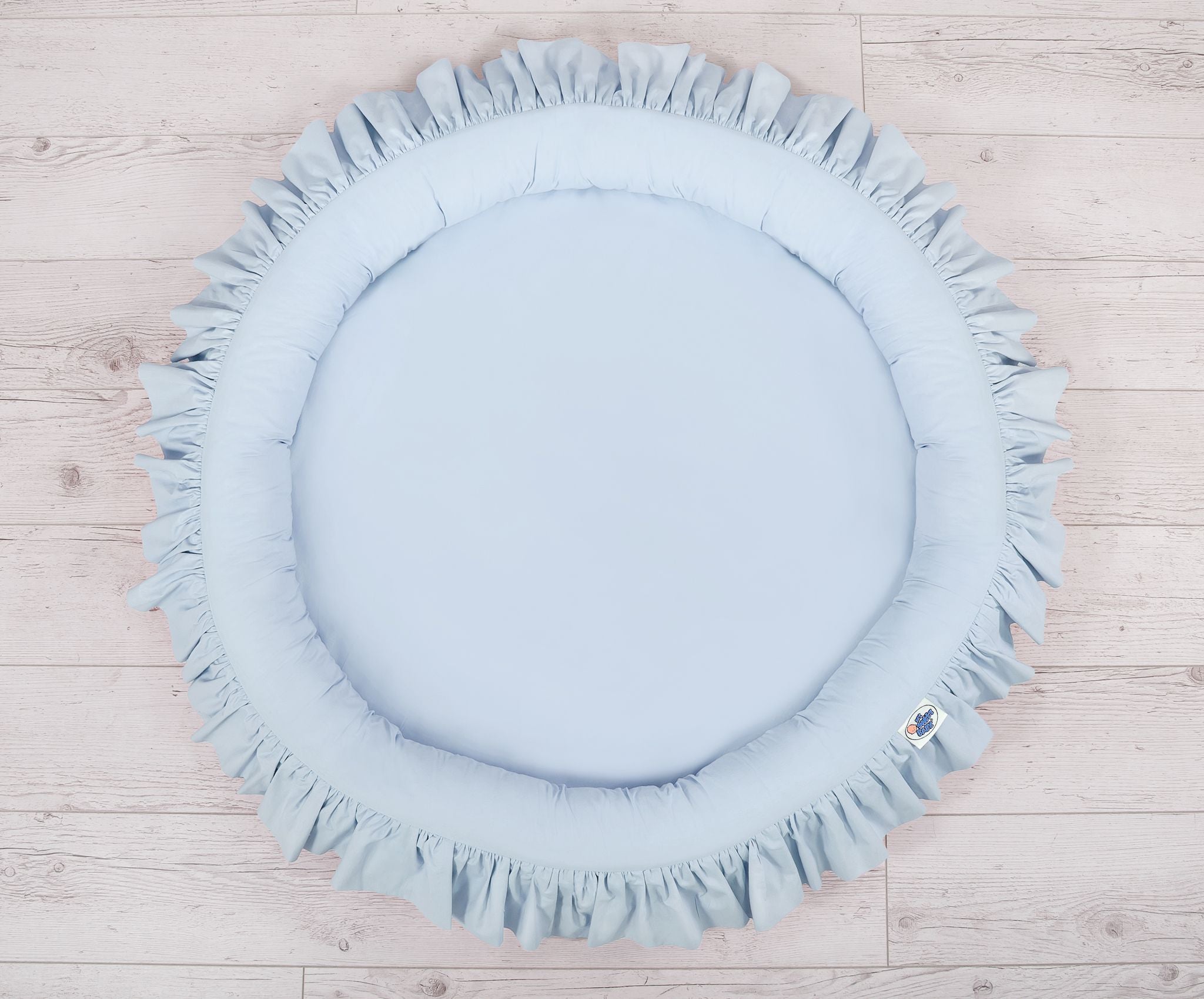 Set: Hanging baldachin for children's room cotton + nest with flounce - blue