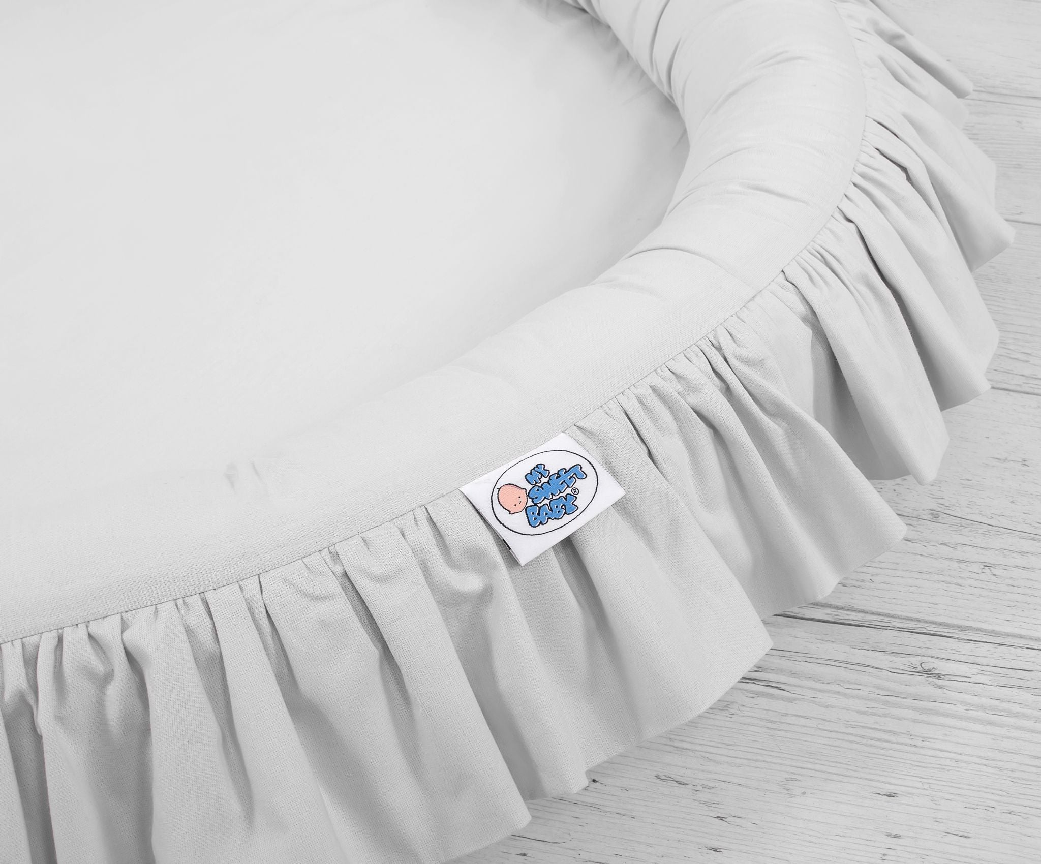 Set: Hanging baldachin for children's room cotton + nest with flounce - gray
