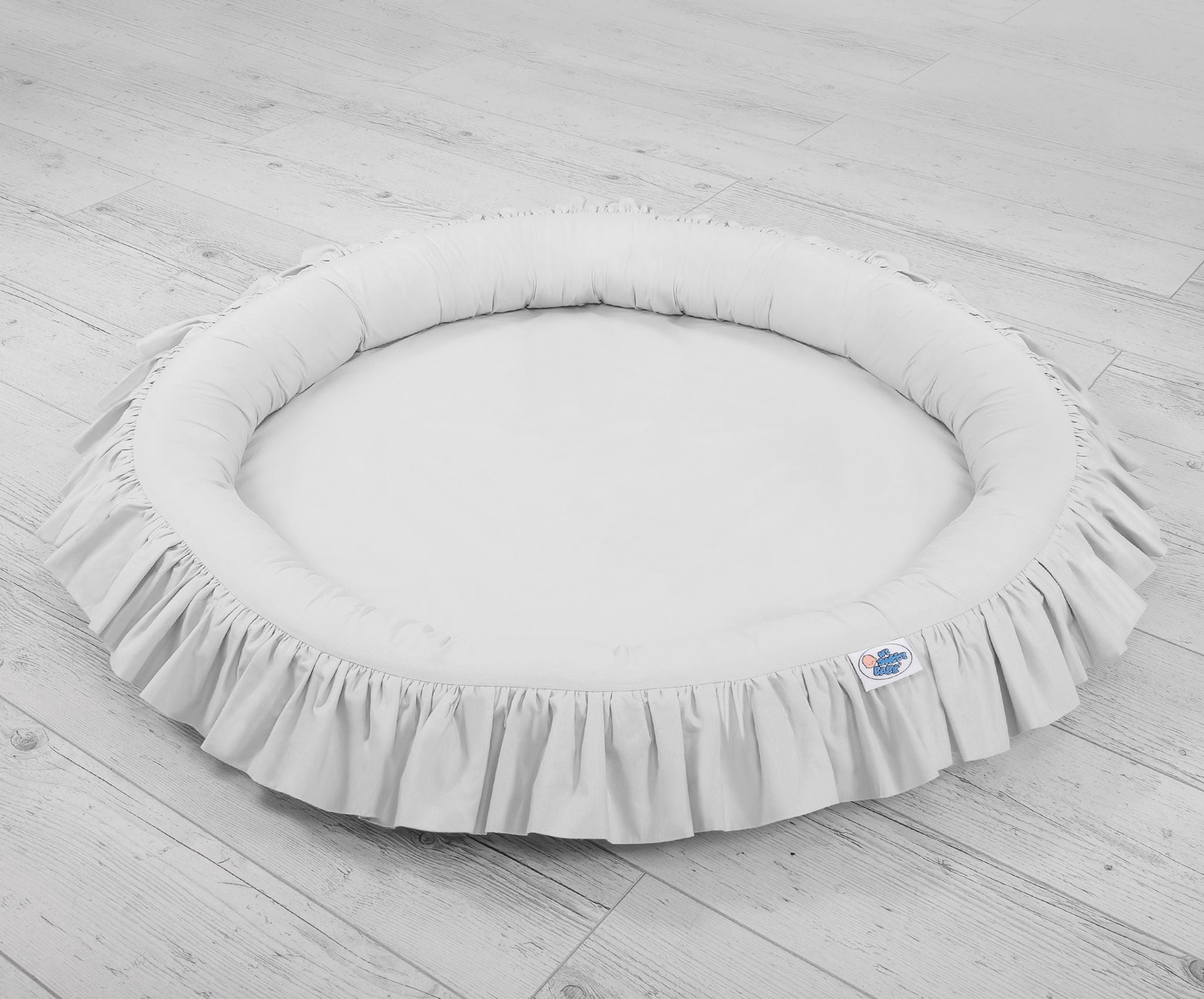 Set: Hanging baldachin for children's room cotton + nest with flounce - gray