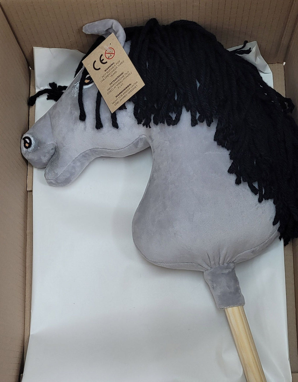 Horse on a stick Super Hobby Horse Premium - gray horse IV with black mane A3