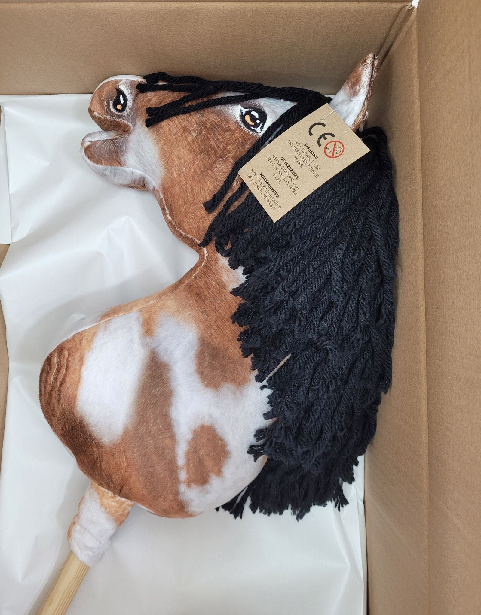 Horse on a stick Super Hobby Horse Premium - tobiano bay horse with a black mane A3