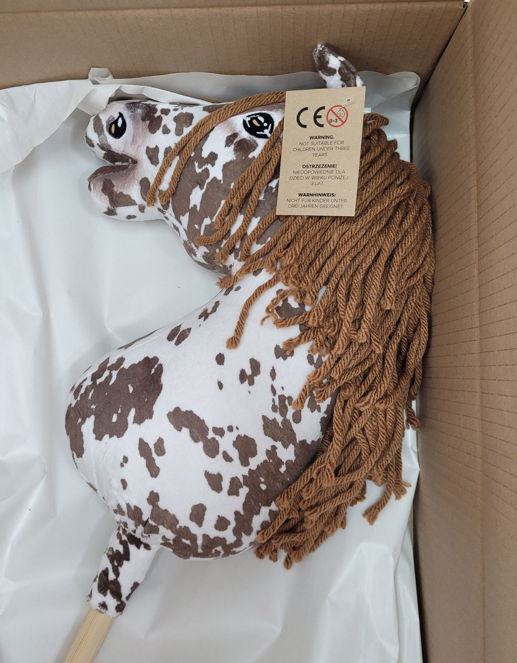 Horse on a stick Super Hobby Horse Premium - brown leopard horse with a brown mane A3