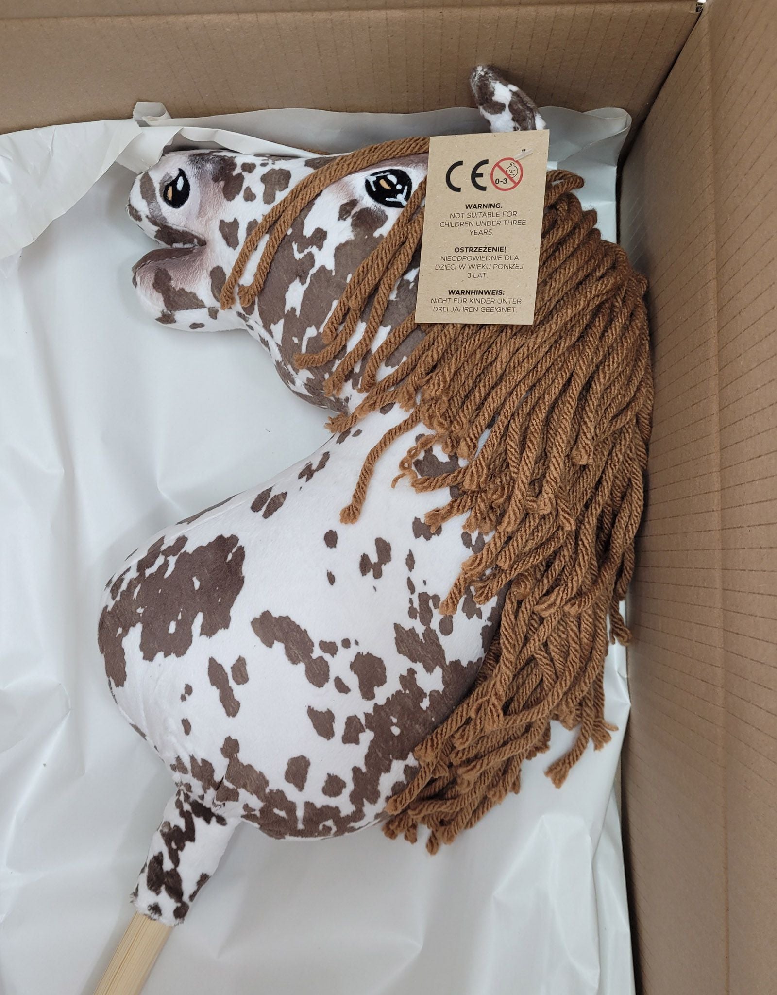 Horse on a stick Super Hobby Horse Premium - brown leopard horse with a brown mane A3