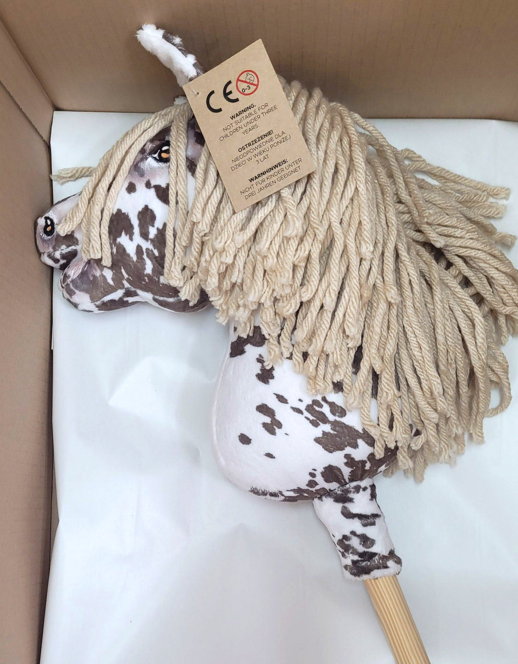 Horse on a stick Super Hobby Horse Premium - brown leopard with a beige mane A4