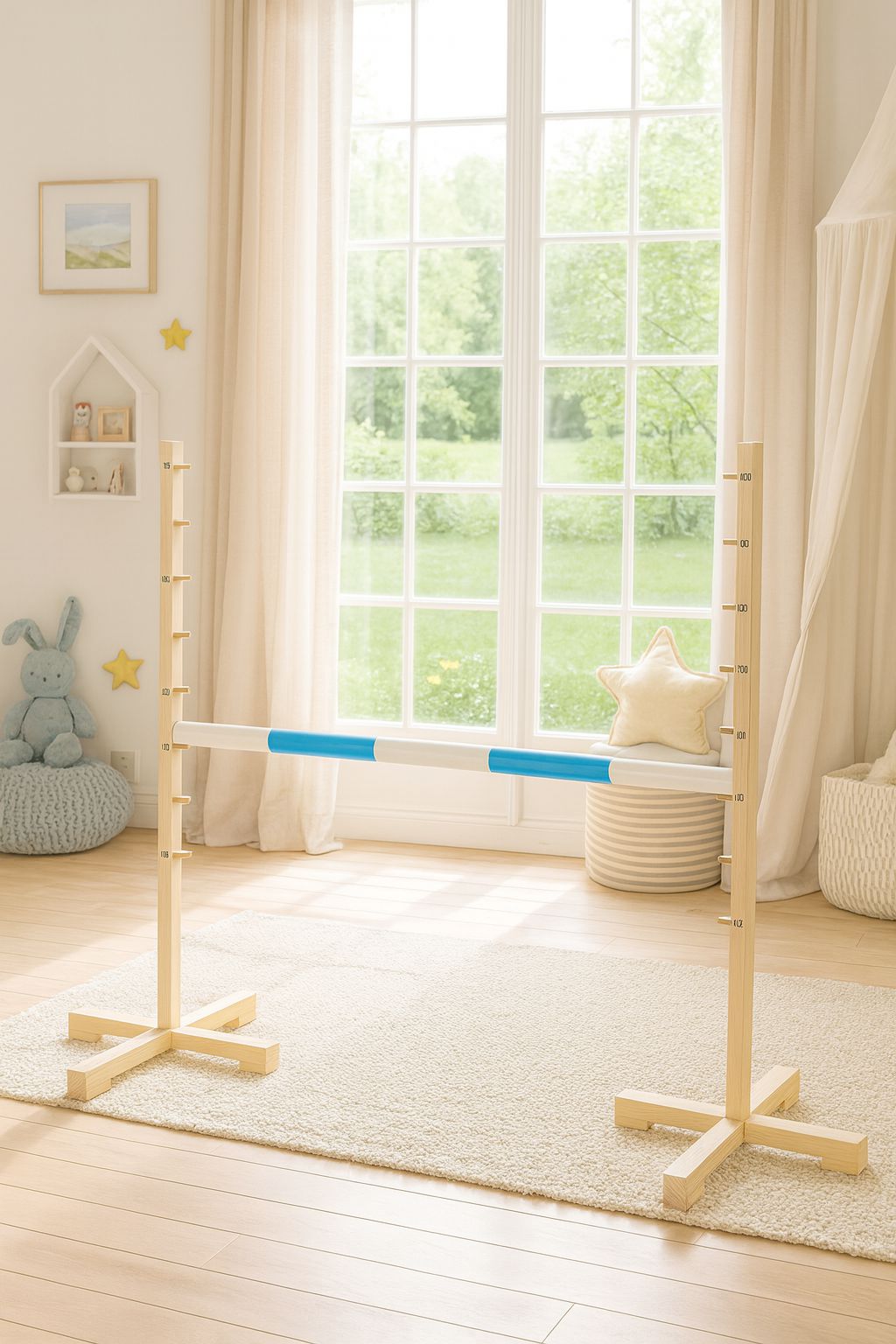 Jumping obstacle for Hobby Horse 120cm, beam light blue
