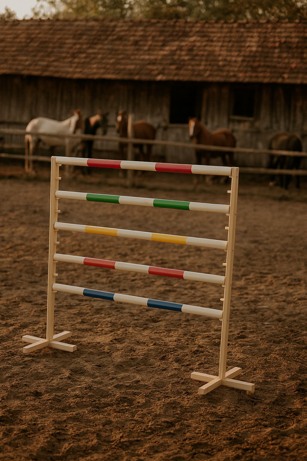 Jumping obstacle for Hobby Horse 120cm, with two beams pink and blue