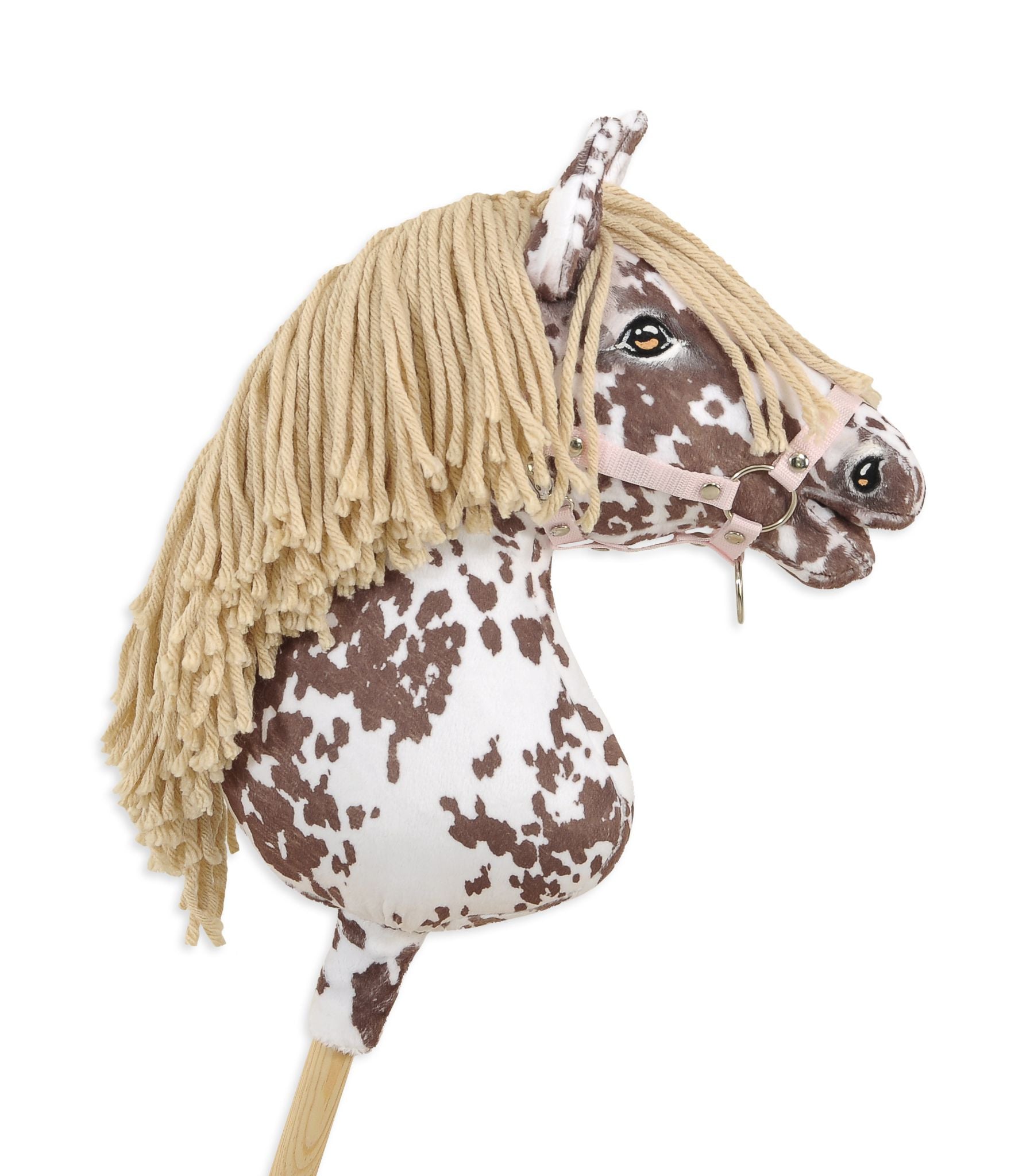 Horse on a stick Super Hobby Horse Premium - brown leopard horse with a beige mane A3