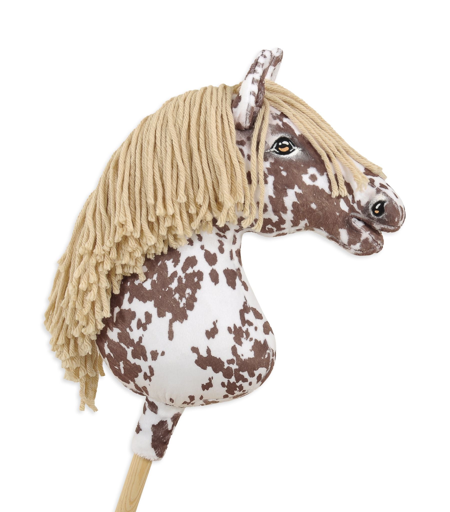 Horse on a stick Super Hobby Horse Premium - brown leopard horse with a beige mane A3