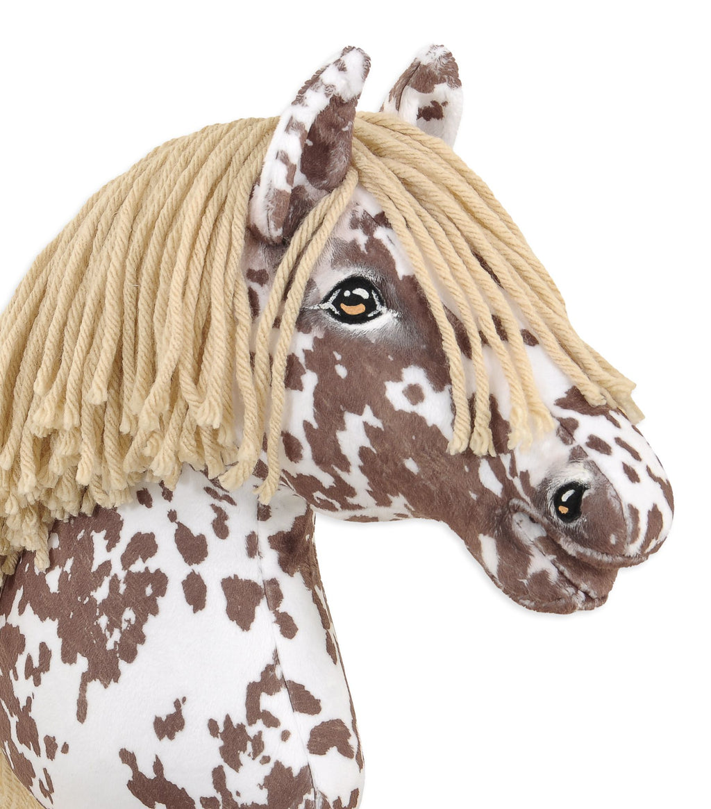 Horse on a stick Super Hobby Horse Premium - brown leopard horse with a beige mane A3