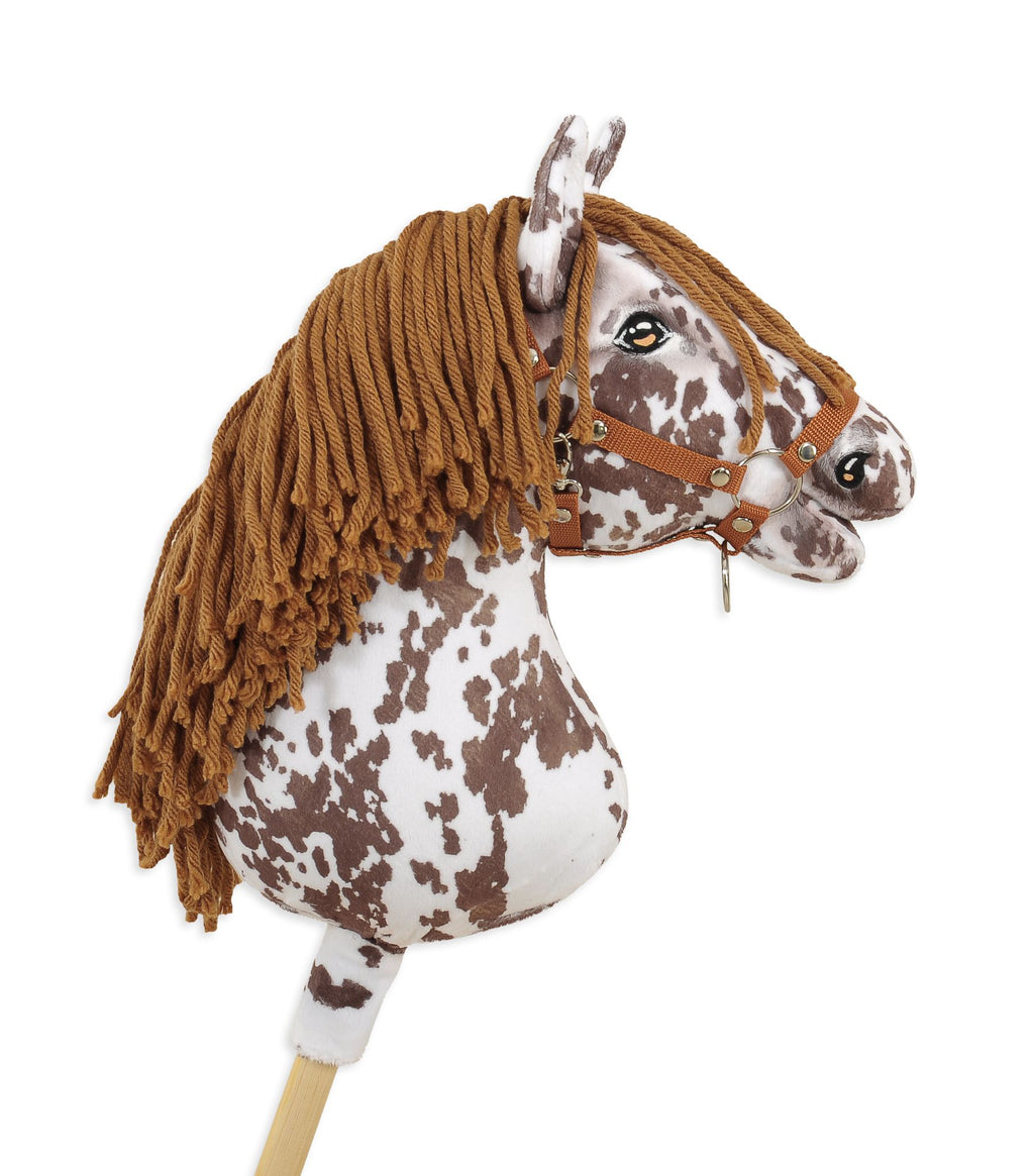 Horse on a stick Super Hobby Horse Premium - brown leopard horse with a brown mane A3