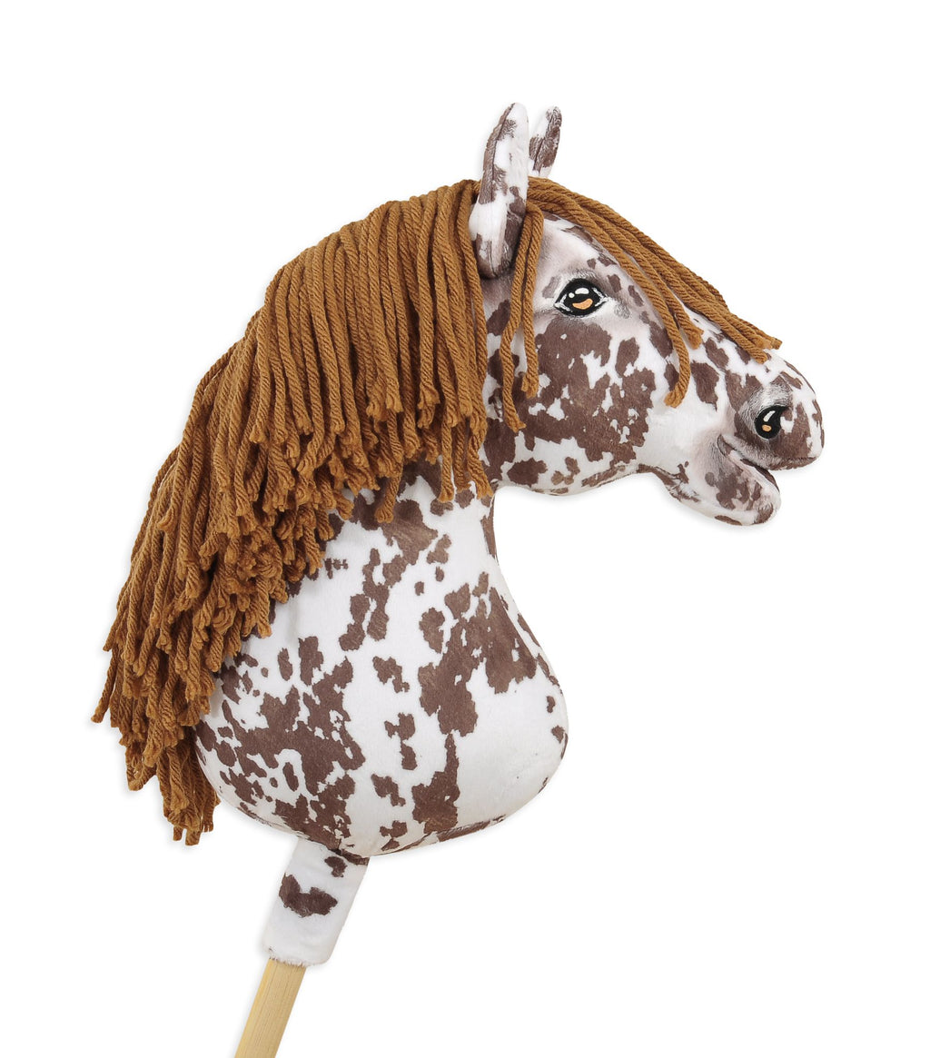 Horse on a stick Super Hobby Horse Premium - brown leopard horse with a brown mane A3
