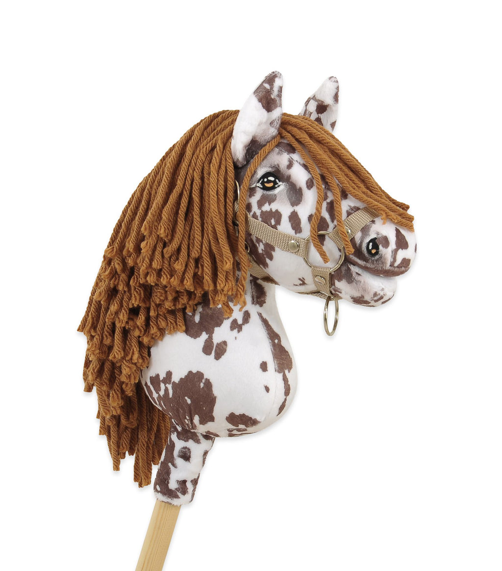 Horse on a stick Super Hobby Horse Premium - brown leopard with a brown mane A4