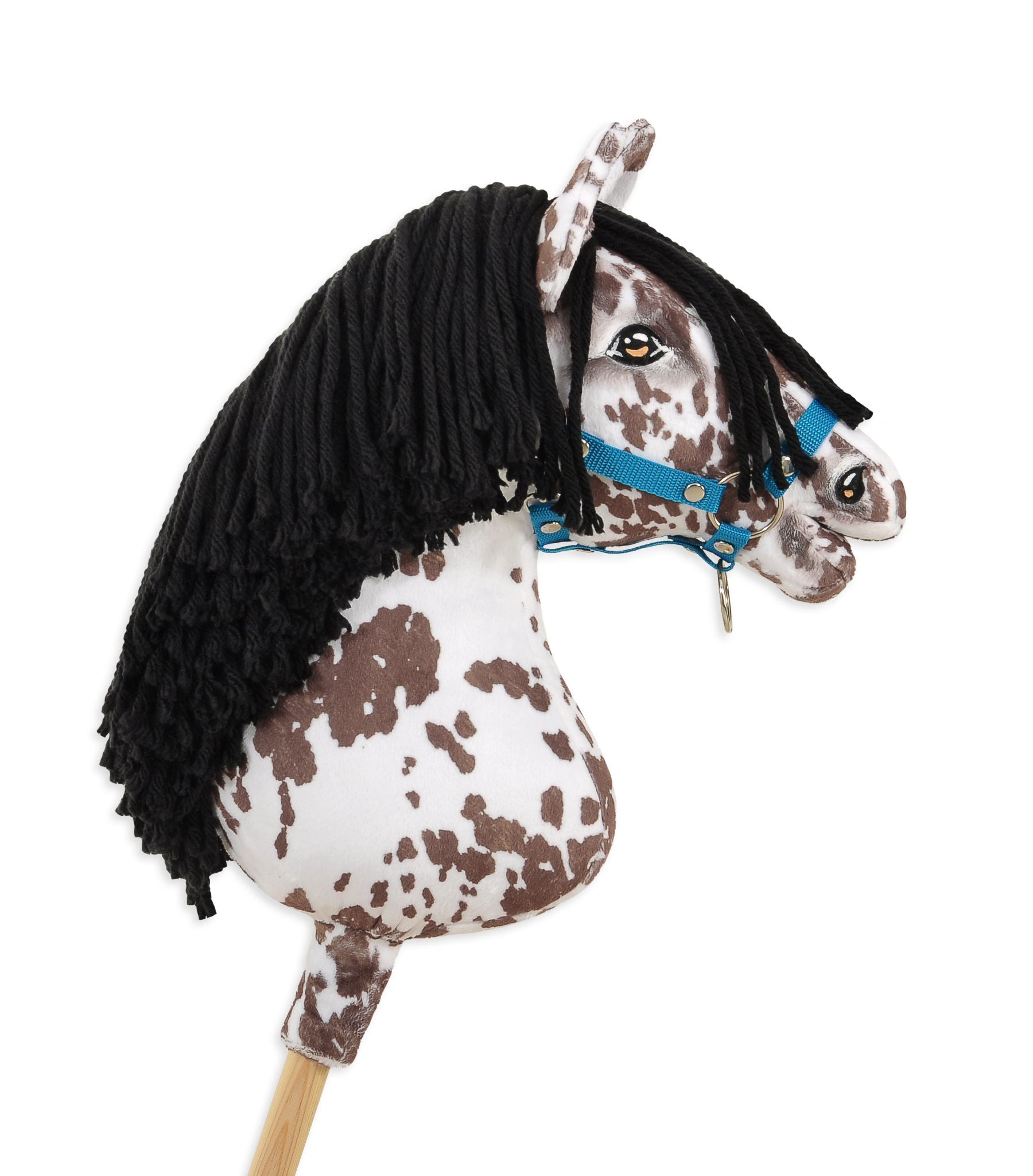 Horse on a stick Super Hobby Horse Premium - brown leopard horse with a black mane A3