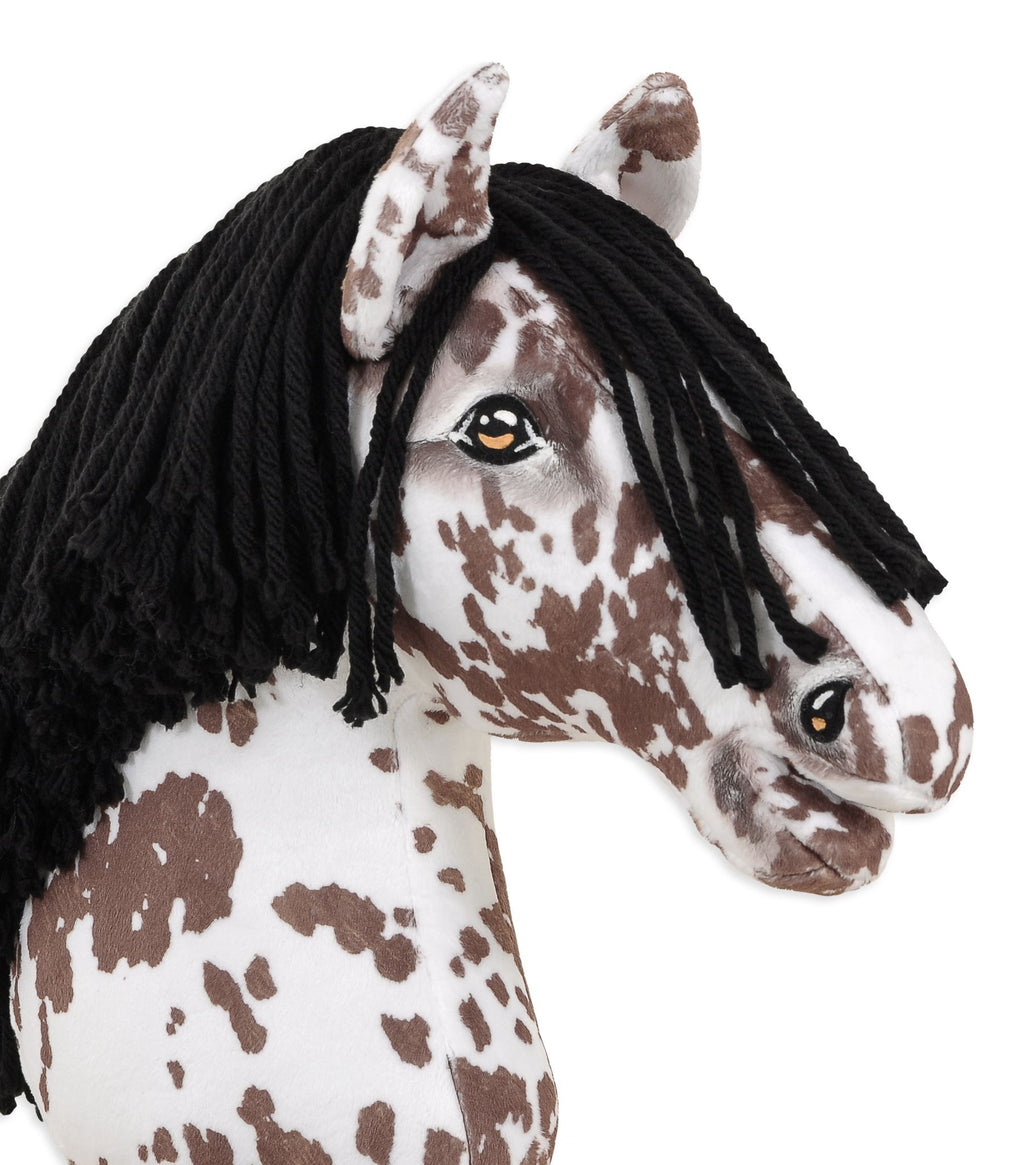 Horse on a stick Super Hobby Horse Premium - brown leopard horse with a black mane A3