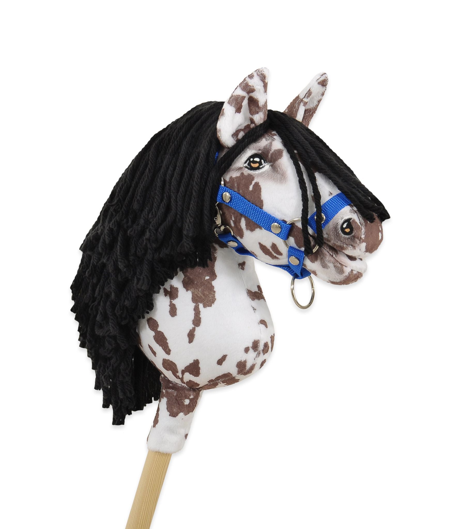 Horse on a stick Super Hobby Horse Premium - brown leopard with a black mane A4