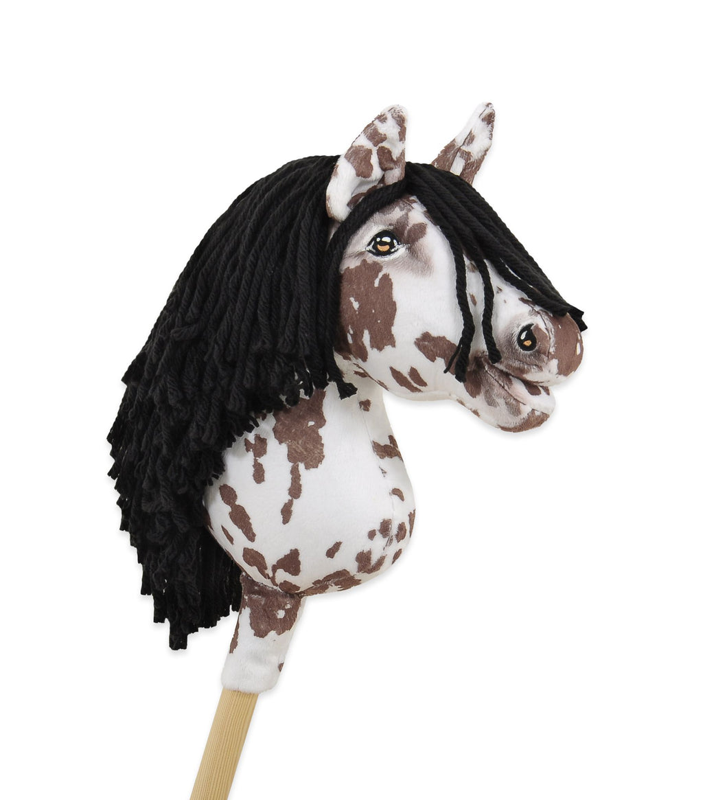 Horse on a stick Super Hobby Horse Premium - brown leopard with a black mane A4