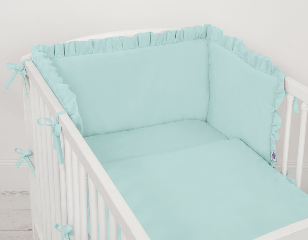 Universal baby bed bumper with frill - mint