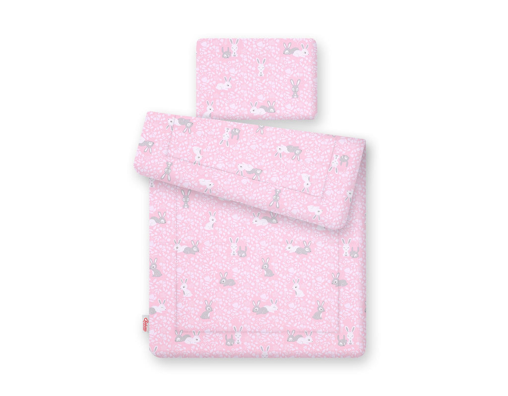 Bedding set 2-pcs 75x100cm NEWBORN - pink rabbits