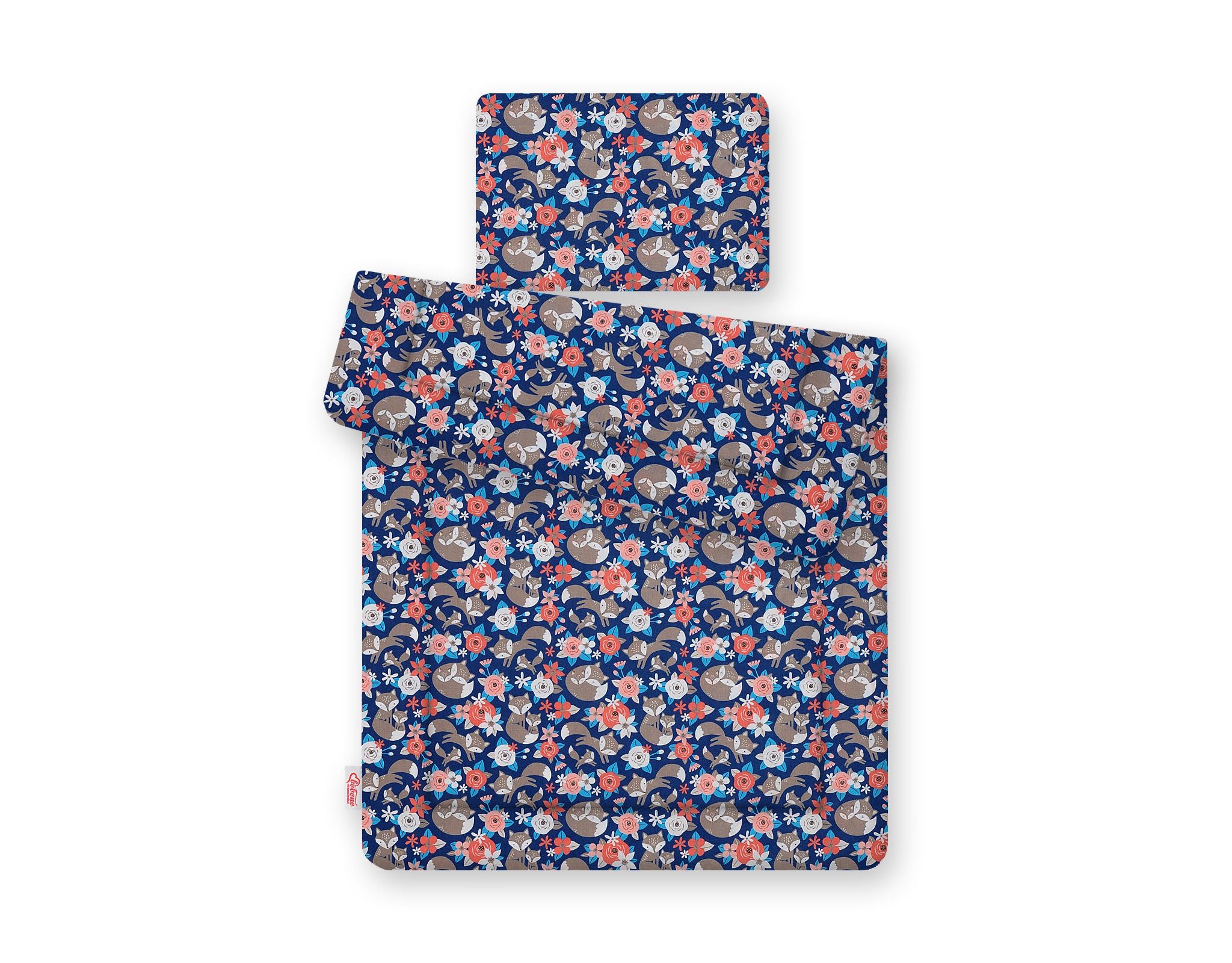 Bedding set 2-pcs 75x100cm NEWBORN - fox family on blue