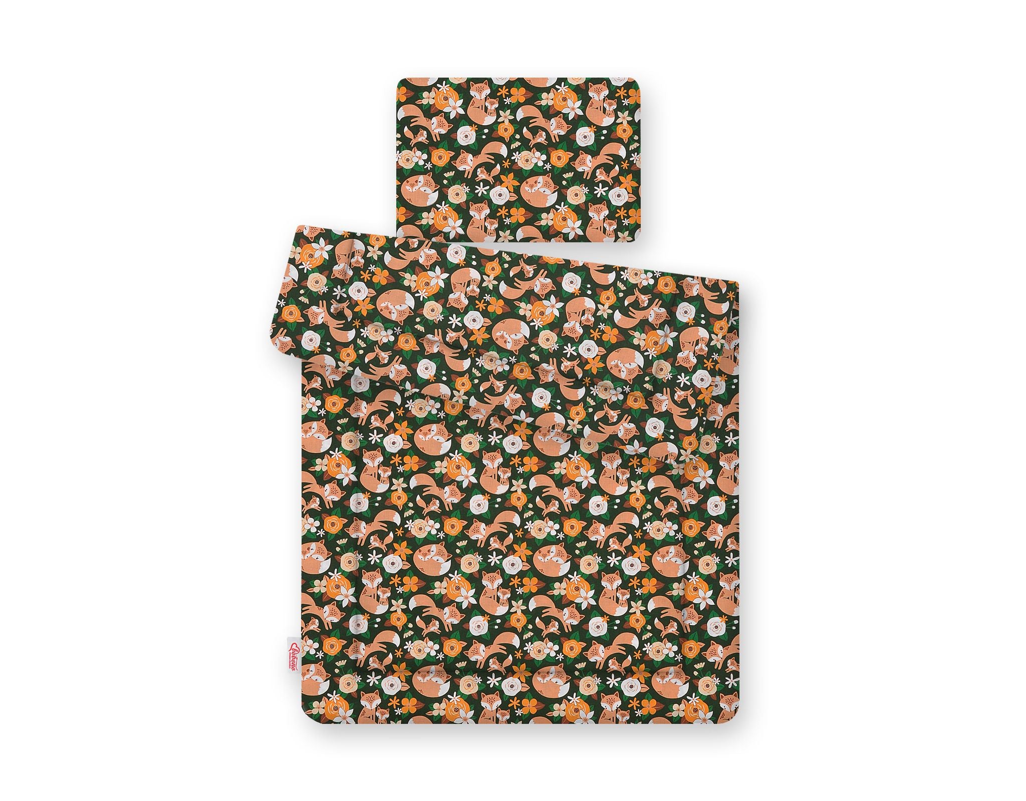 Bedding set 2-pcs 75x100cm NEWBORN - fox family on the green