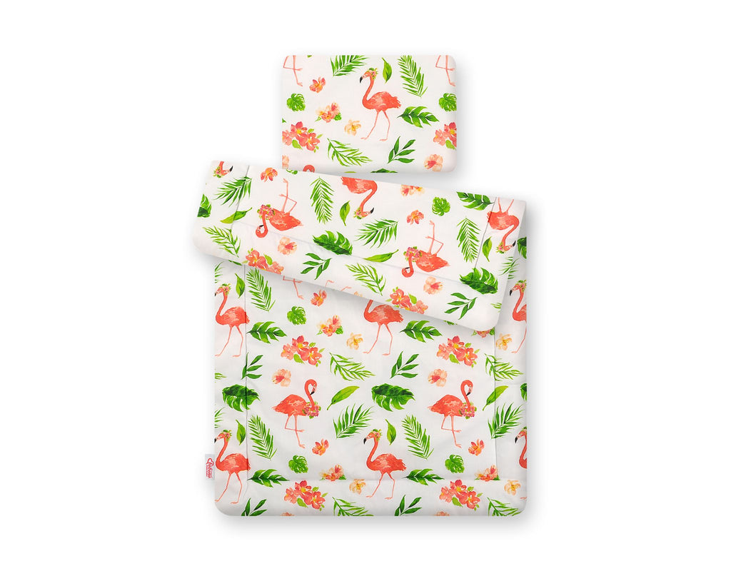 Bedding set 2-pcs 75x100cm NEWBORN - coral flamingos