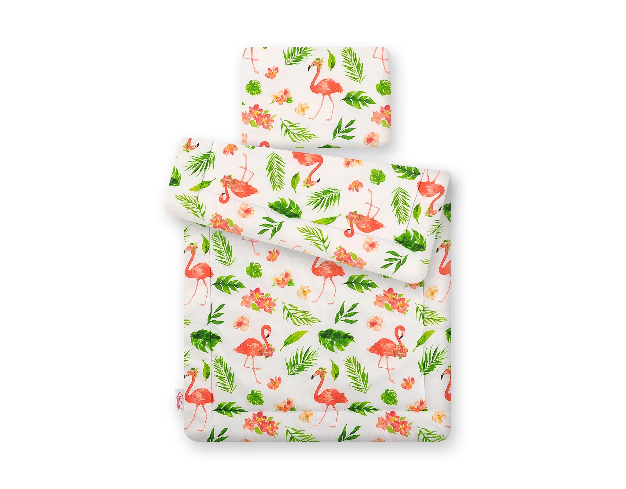 Bedding set 2-pcs 75x100cm NEWBORN - coral flamingos