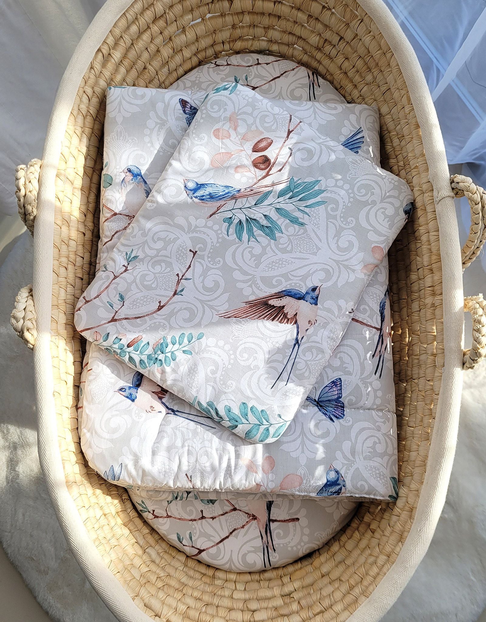 Bedding set 2-pcs 75x100cm NEWBORN - blue birds