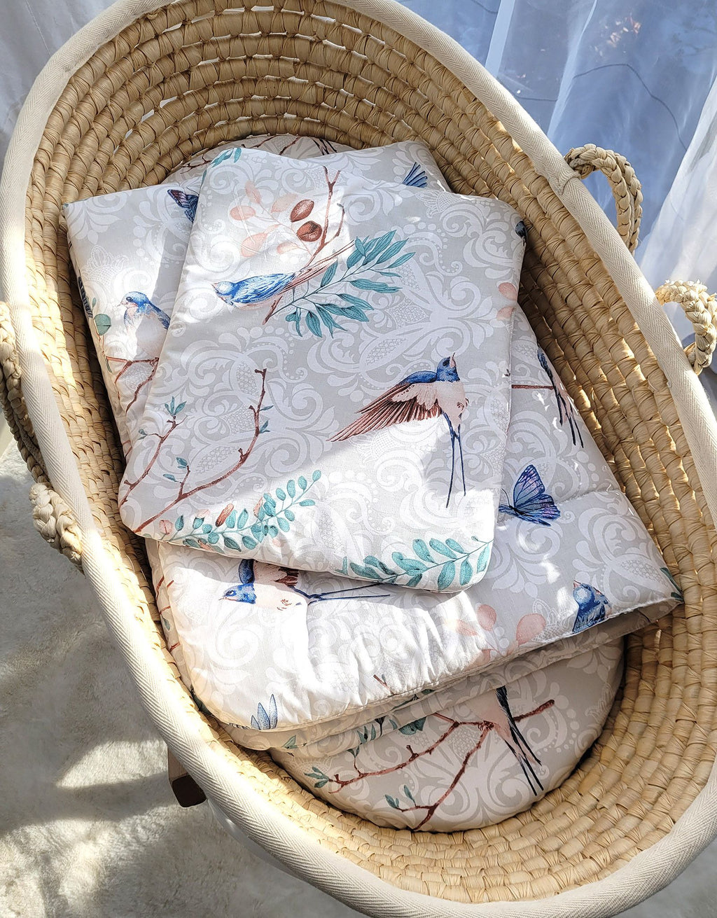 Bedding set 2-pcs 75x100cm NEWBORN - blue birds
