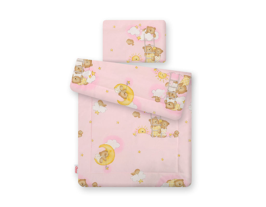 Bedding set 2-pcs 75x100cm NEWBORN - Teddy bears on ladders pink