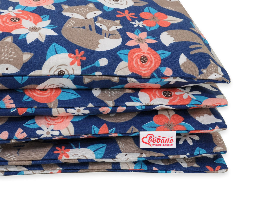 Baby cotton bedding set 2-pcs 135x100 cm- fox family on blue