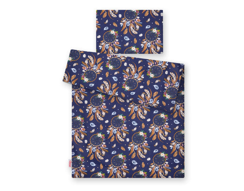 Baby cotton bedding set 2-pcs 135x100 cm - dream catchers dark blue