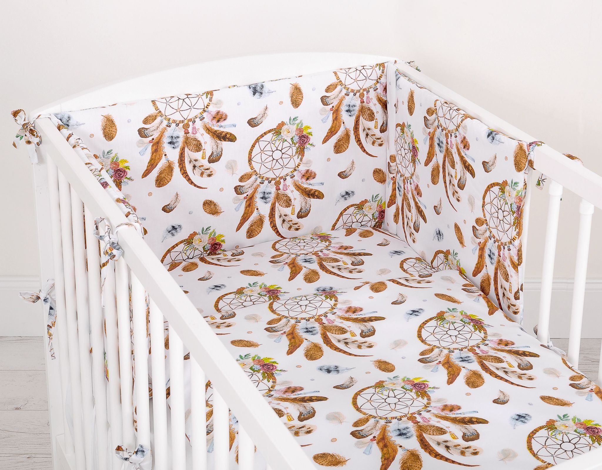 Baby cotton bedding set 2-pcs 135x100 cm- dream catchers white