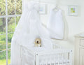 Bedding set 5-pcs 120x90 with canopy - Hanging Hearts white