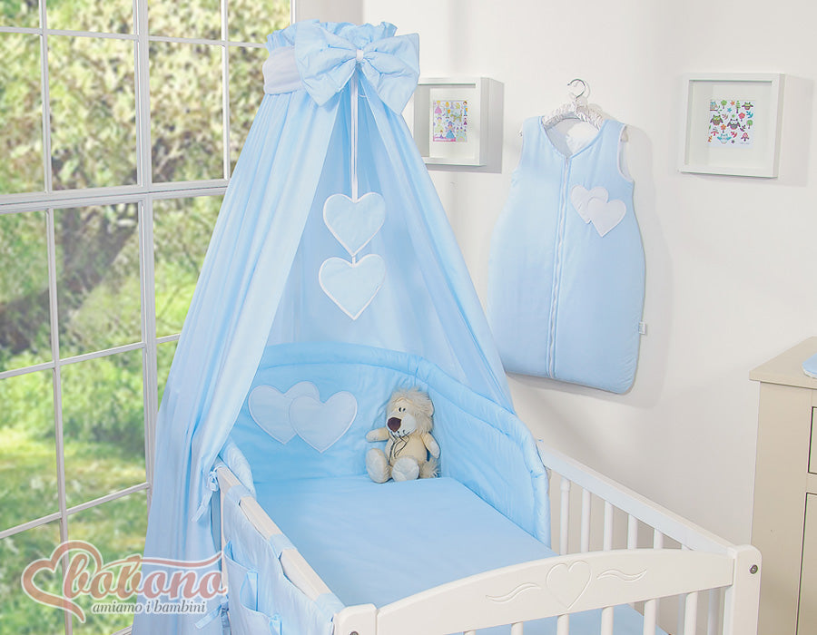 Bedding set 5-pcs 120x90 with canopy - Hangi s blue strips