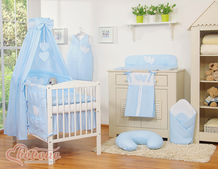 Bedding set 5-pcs 120x90 with canopy - Hangi s blue strips