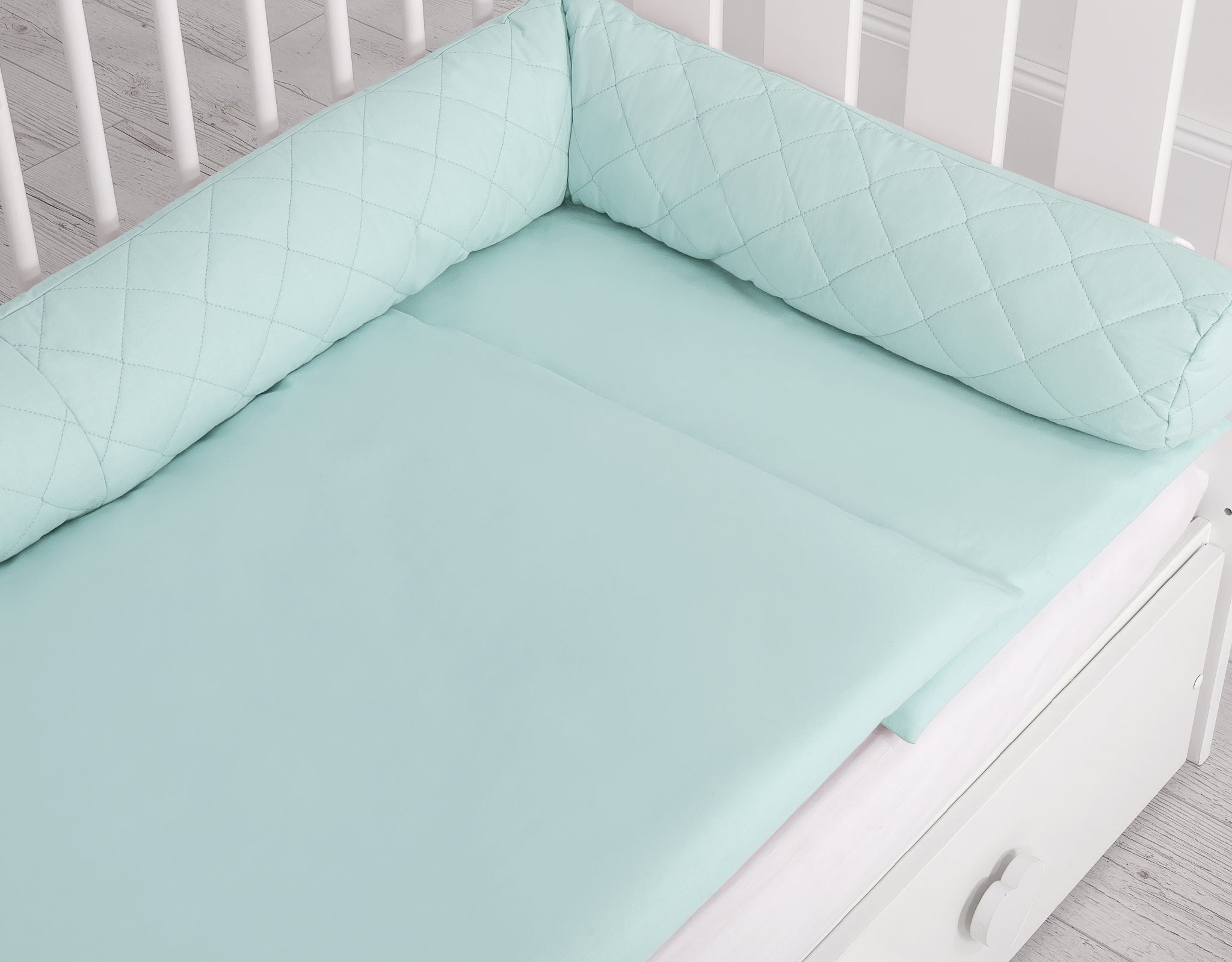 2-in-1 - Baby nest quilted - snake pillow bumper - mint