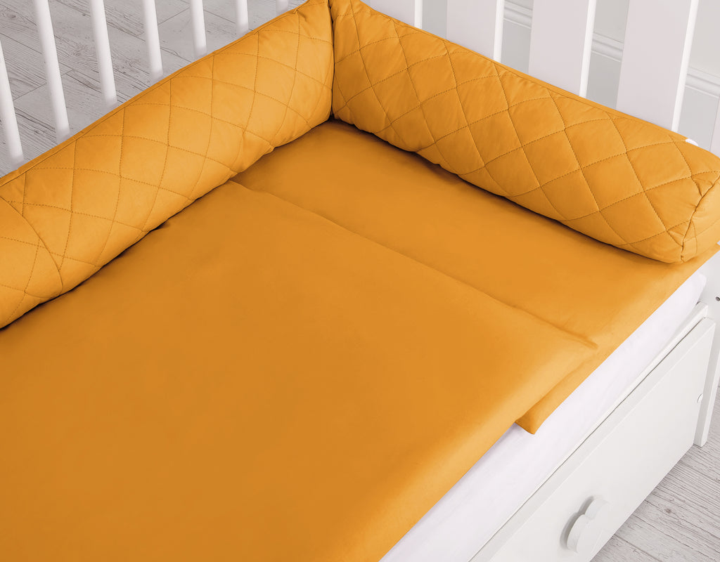 2-in-1 - Baby nest quilted - snake pillow bumper - honey yellow