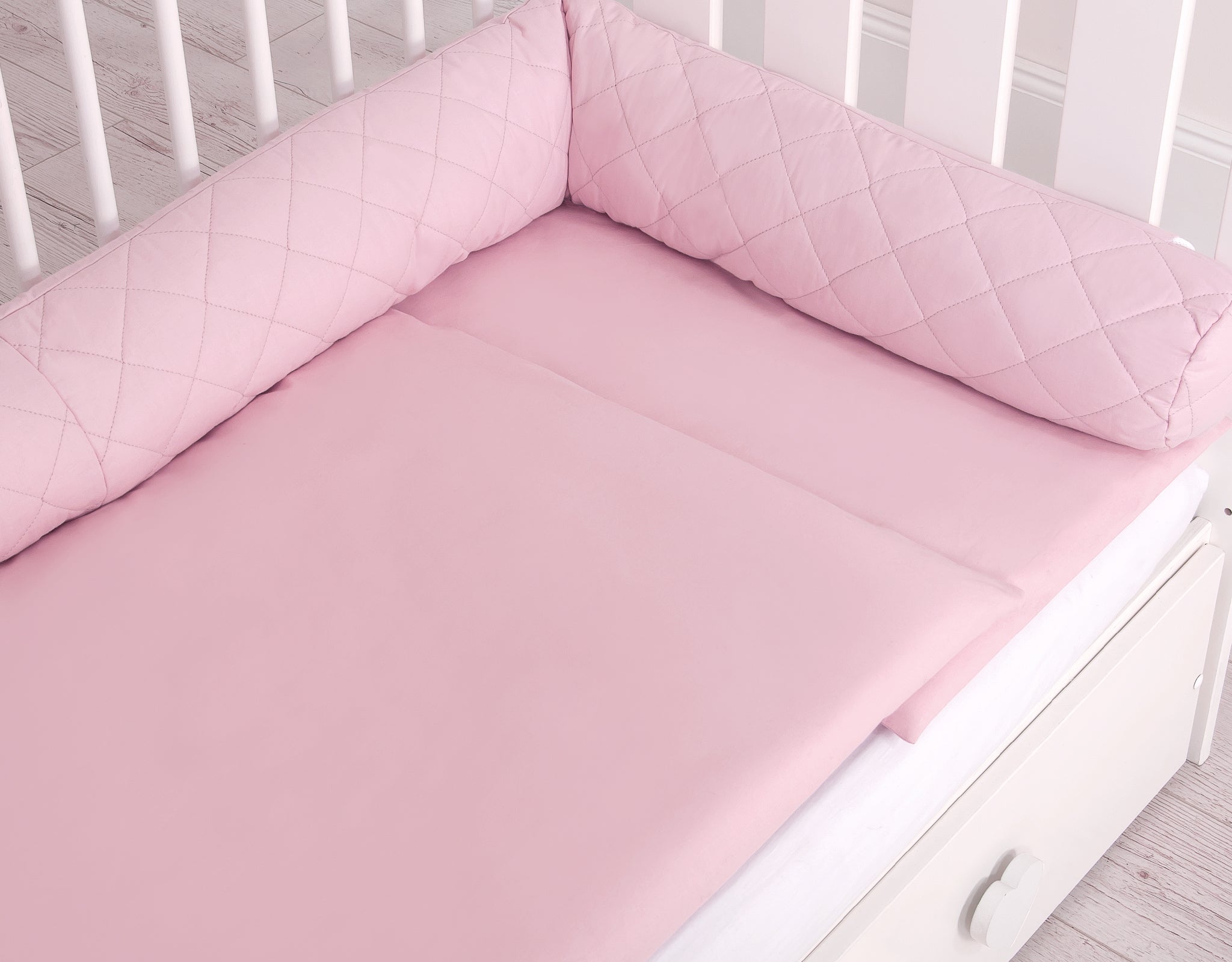 2-in-1- Baby nest quilted - snake pillow bumper - pink
