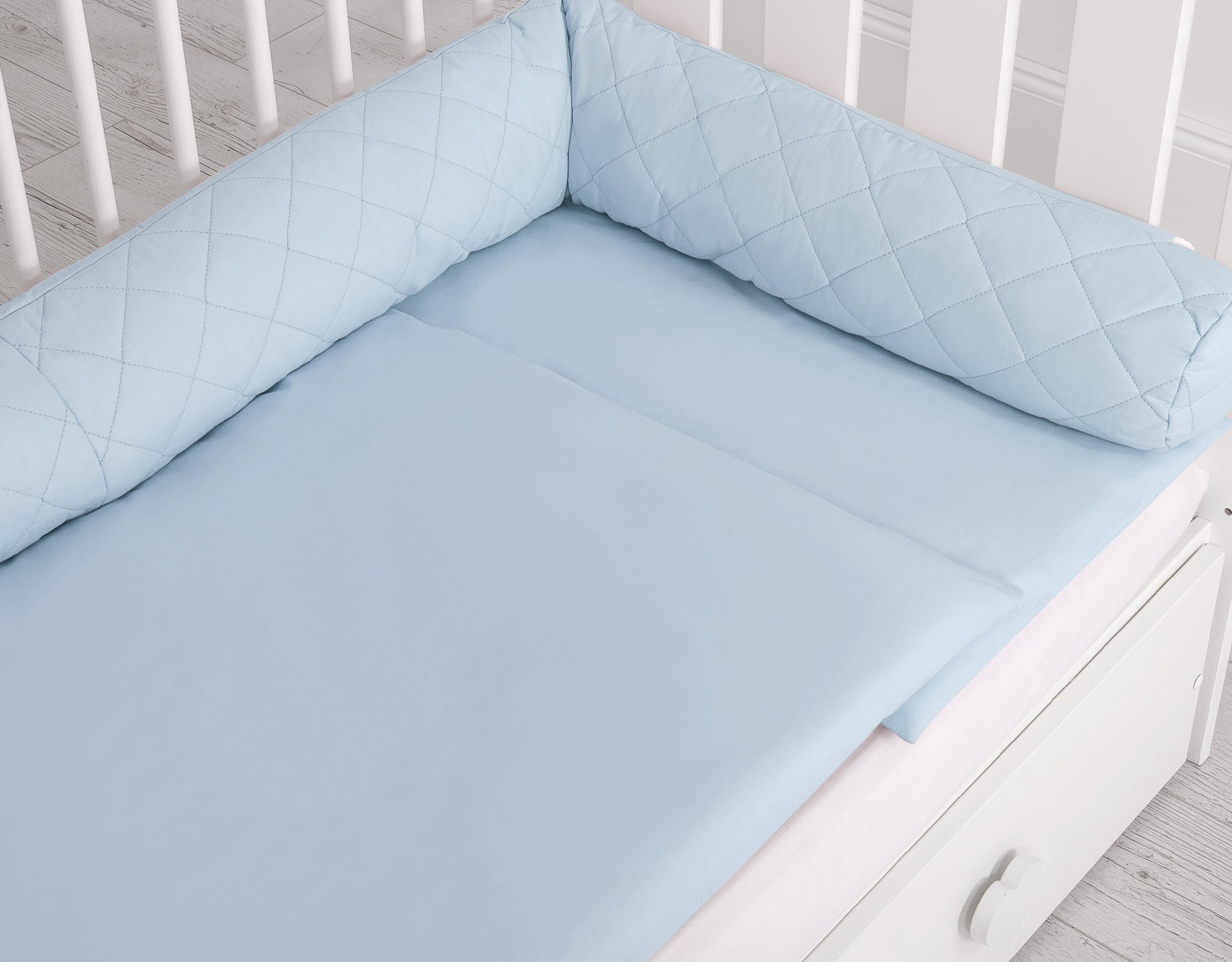 2-in-1 - Baby nest quilted - snake pillow bumper - blue